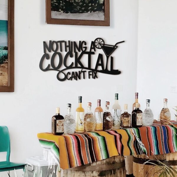Cocktail Written Metal Wall Art