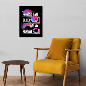 Eat Sleep Play Repeat Gaming Metal Poster