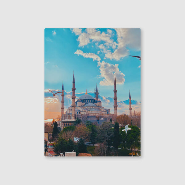 Blue Mosque: A Spiritual Oasis Metal Poster
