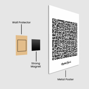 Sacred Serenity Set: Kufi Ayatul Kursi al-Falaq al-Nas, Set of 3 Metal Poster