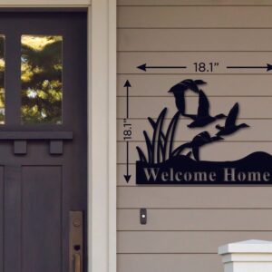 Ducks Flying Welcome Sign Metal Wall Art