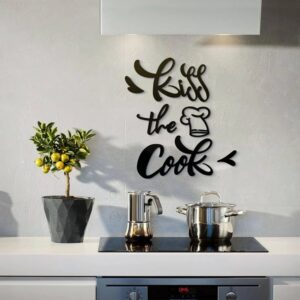 Kiss The Cook Written Metal Wall Clock