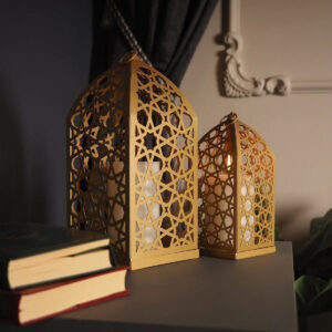 Freestanding Metal Islamic Candle Holder, Set of 2 Pieces